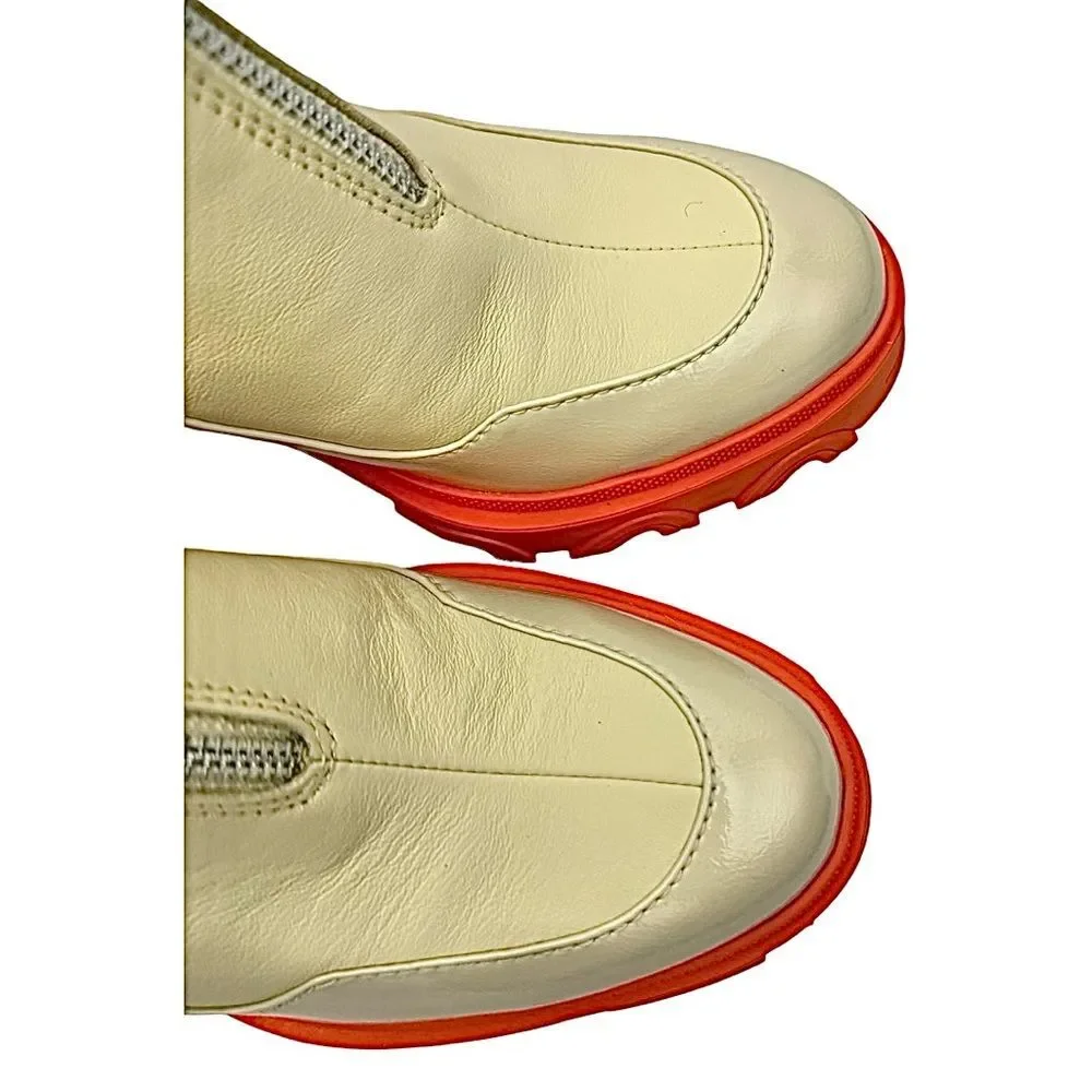 Sorel Brex Chelsea Boots Waterproof Beige Orange Leather Size 9.5 NEW